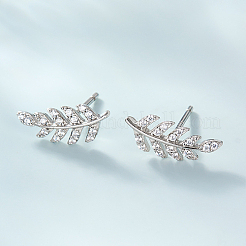 Серьги-гвоздики из стерлингового серебра с листьями UF4300-3