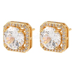 Orecchini da donna in ottone con micro pavé di zirconi cubici&nbsp;EJEW-F418-02G