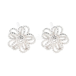 925 серьга-гвоздик из стерлингового серебра с цветком&nbsp;EJEW-Q030-03S