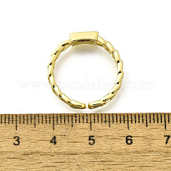 Прямоугольные латунные кольца-манжеты с микропаве из кубического циркония для женщин&nbsp;RJEW-S399-09G