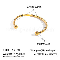 304ステンレススチール製オープントルクカフバングル  18KGP本金メッキ  内径：2.52インチ（6.4cm）&nbsp;ND9011