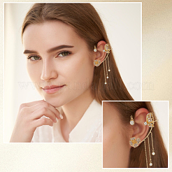 4 шт. серьги-клипсы с кристаллами в виде бабочек и цветов в 4 стилях EJEW-AN0001-01