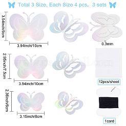 3 ensemble d'autocollants muraux miroirs en PVC papillon 3D&nbsp;DIY-CN0001-85B
