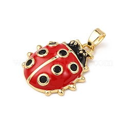 Pendentifs en laiton micro pavé de zircons cubiques et émail&nbsp;KK-F917-04A