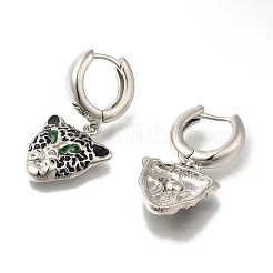 Серьги-кольца из латуни с леопардовым принтом&nbsp;EJEW-H016-30P