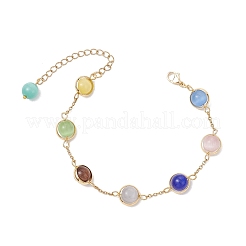 Браслеты из кошачьего глаза и латунных звеньев для женщин&nbsp;BJEW-JB12032