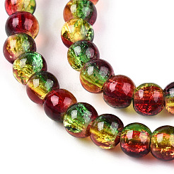 Fili di perle di vetro craquelé trasparenti bicolore&nbsp;CCG-WH0003-4mm-02