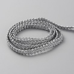メタリックレーストリム  ポリエステルムカデレースリボン  縫製のための縫製  銀  3/8インチ（10mm）&nbsp;OCOR-WH0058-80C