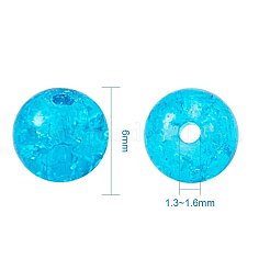 スプレーペイントクラックルガラスビーズ  ラウンド  ミックスカラー  6mm  穴：1.3~1.6mm  約60個 /コンパートメント  1440個/箱&nbsp;CCG-PH0002-01-6mm