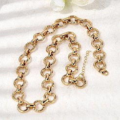 Ожерелье из круглых звеньев с текстурированной поверхностью из нержавеющей стали 304 толщиной 13 мм.&nbsp;NJEW-P349-01B-G