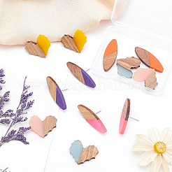 12 шт. 2 стиля кабошонов из смолы и орехового дерева RESI-OC0001-30