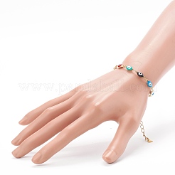 Bracciali con catena a maglie malocchio smaltato in ottone&nbsp;BJEW-JB06106