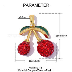 Pendentifs en laiton micro pavé de zircons cubiques rouges&nbsp;CU-OY001-45G