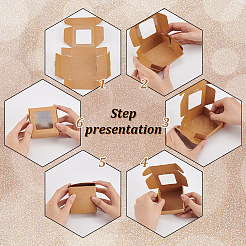 Scatola di carta kraft creativa pieghevole quadrata&nbsp;CON-WH0089-20B