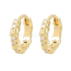 Серьги-кольца из латуни с микропаве из прозрачных кубических цирконий&nbsp;EJEW-D348-18G