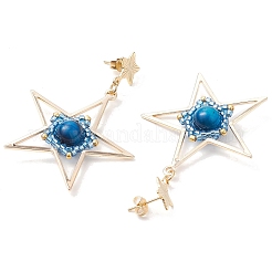 Pendientes colgantes de estrella de ojo de tigre natural&nbsp;EJEW-MZ00356
