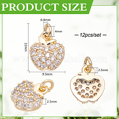 12 pièces en laiton micro pavé breloques en zircone cubique claire&nbsp;KK-BC0015-03