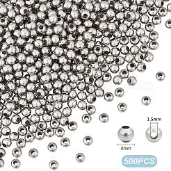 500 шт. круглые бусины из нержавеющей стали 304 с швом STAS-UN0063-61C-P