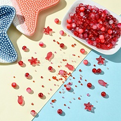 Наборы стеклянных бусин розового цвета в смешанных стилях DIY-YW0009-59