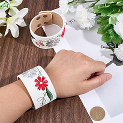 Браслеты из искусственной кожи с цветочной вышивкой&nbsp;BJEW-WH20007-08A