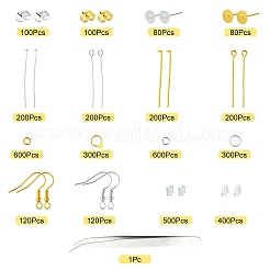 Наборы фурнитуры для сережек из смешанного материала золота и серебра DIY-YW0009-60