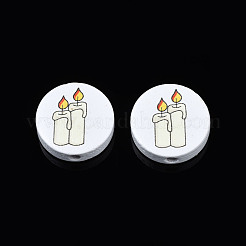 Бусины из натурального дерева с принтом на Хэллоуин WOOD-T021-103