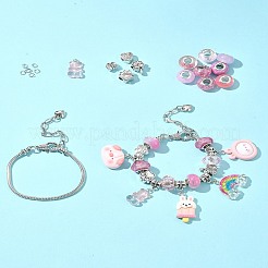 Наборы для изготовления браслетов из европейских бусин из смолы и сплава «сделай сам»&nbsp;DIY-FS0007-21