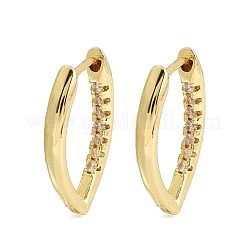 Серьги-кольца с микропаве из прозрачного кубического циркония и конским глазом из латуни EJEW-G446-04B-G