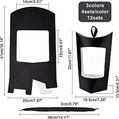 12 комплект картонных коробок 3 цветов с ручками из полиэстера&nbsp;CON-CA0001-017