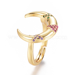 Регулируемые латунные кольца из микро-паве циркония&nbsp;RJEW-L097-01G