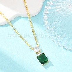 Подвеска в виде флакона духов из латуни с прозрачными кубическими циркониями и зеленым стеклом&nbsp;NJEW-F364-02G