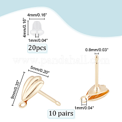 10 пара латунных сережек-гвоздиков&nbsp;KK-HY0001-14