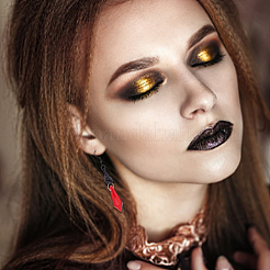 2 пара двухцветных стеклянных сережек в форме черепа с пулей EJEW-AN0002-54