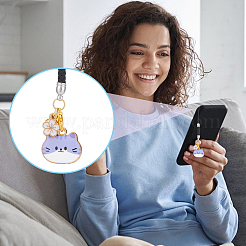 Подвеска из сплава с эмалью в форме кошки&nbsp;HJEW-OC00001