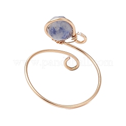 Открытые кольца-манжеты со смешанными синтетическими и натуральными драгоценными камнями в форме каплевидной формы RJEW-JR00688