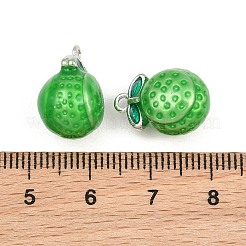 真鍮製エナメルペンダント  フルーツのチャーム  プラチナメッキ  16x11x10mm  穴：1.4mm&nbsp;KK-CBA6818-12P