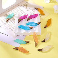 12шт 6 цвета прозрачной смолы и орехового дерева большие подвески&nbsp;RESI-TA0003-44