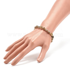 天然ラブラドライトラウンドビーズストレッチブレスレット  女性のためのアクセサリー用原石のアクセサリー  内径：2インチ（5.1cm）&nbsp;BJEW-JB08197-06