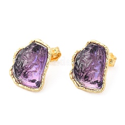 Латунная серьга-гвоздик с реечным покрытием KK-C033-02G