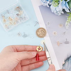 32 шт. 2-х цветная латунная фурнитура для сережек-гвоздиков KK-DC0001-36