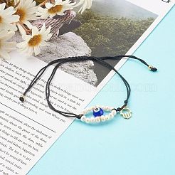 Регулируемые нейлоновые нити плетеные браслеты из бисера BJEW-JB06262-01