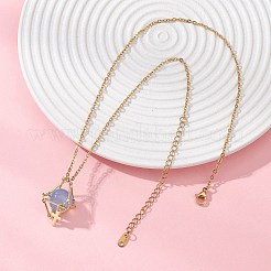 真鍮製のマクラメポーチ（内側は天然ブルーアゲート）と304ステンレススチール製のペンダントネックレス（女性用）  ゴールドカラー  クロス  15.75インチ（40cm）  クロス：12x7x1mm&nbsp;NJEW-JN05607-01
