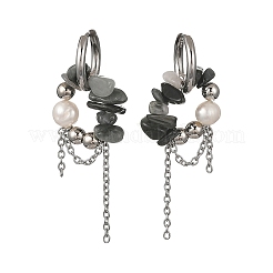 Boucles d'oreilles pendantes en éclats de pierre œil d'aigle naturelle&nbsp;EJEW-TA00817-04