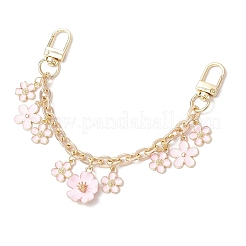 2 шт. 2 стиля сплав розовый эмаль цветок бант кулон кабель цепочка кошелек декоративные цепи AJEW-BA00148