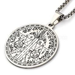 Collane con ciondolo a forma di spada divinatoria in acciaio inossidabile 201 con forma rotonda e piatta&nbsp;NJEW-S007-10P
