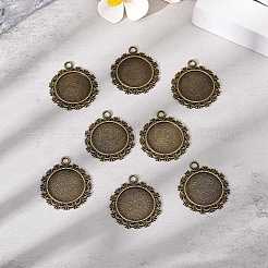 Impostazioni annata piatto lega pendente tondo cabochon&nbsp;LS-PALLOY-N0088-66AB-NF