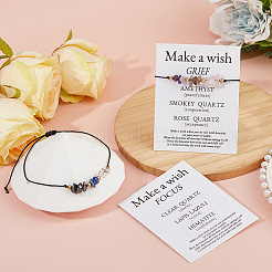 2 шт. 2 стиля плетеных браслетов из бусин из натурального кварца&nbsp;BJEW-FH0001-06A