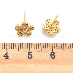 Серьги-гвоздики из латуни с микро-паве и прозрачным фианитом EJEW-H162-03G