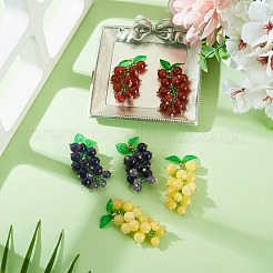 6 Stück 3 Stile natürlicher Amethyst & Karneol & gelbe Jade & Glasperlen Traubenanhänger&nbsp;PALLOY-TA00332