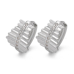 Серьги-кольца из латуни с прозрачным фианитом EJEW-Q014-17P